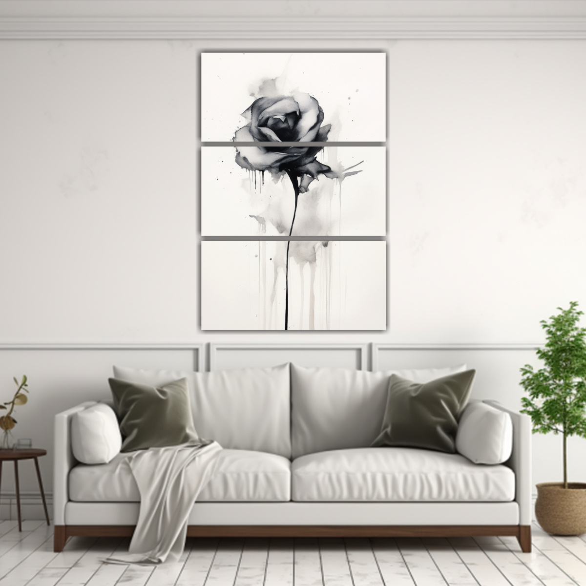TRÍPTICO DECORATIVO INTENSO ROSA NEGRA ABSTRACTO 160X240 CM - 2