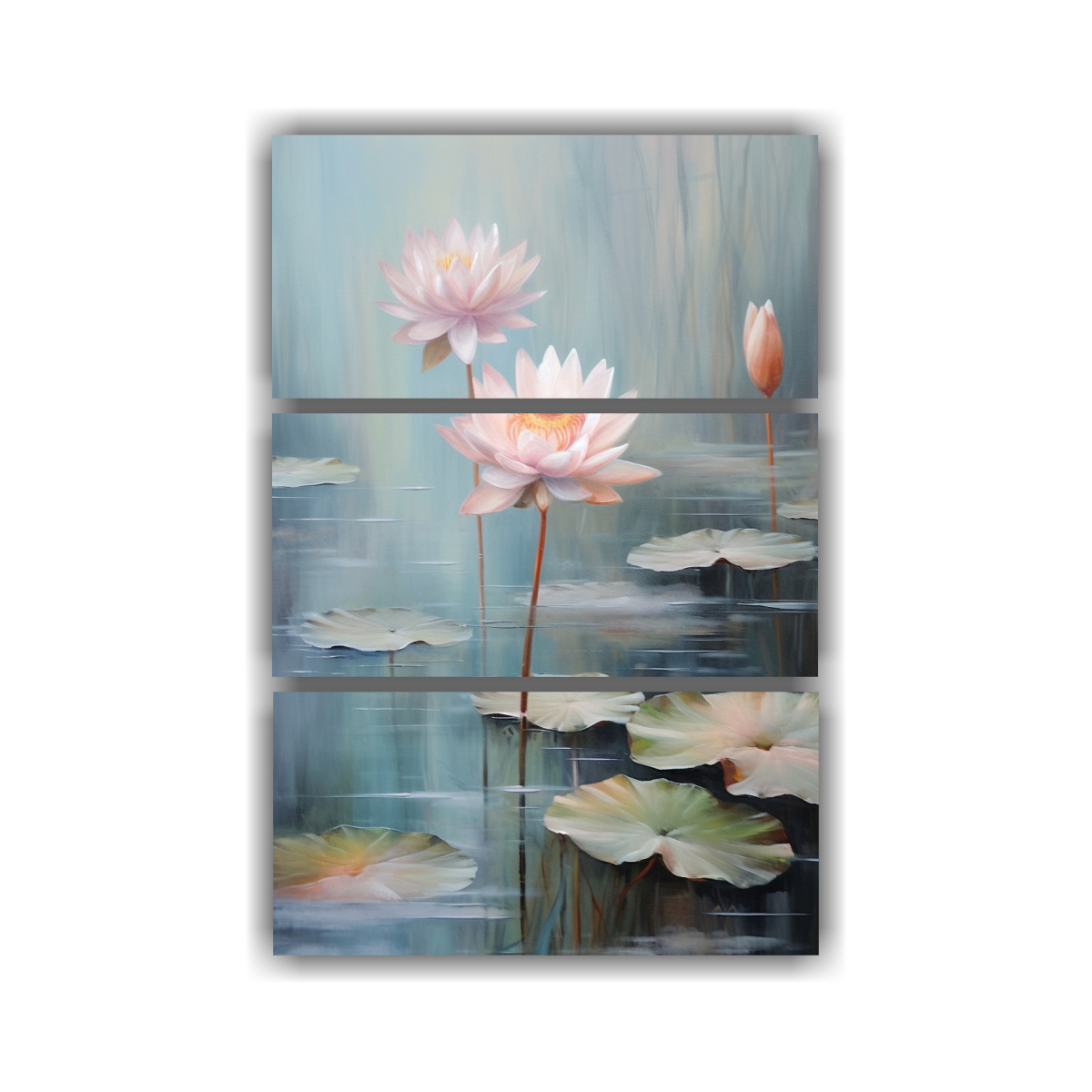 LIENZOS ABSTRACTO REFLEJO FLORES DE LOTO EN 60X90 CM - 1