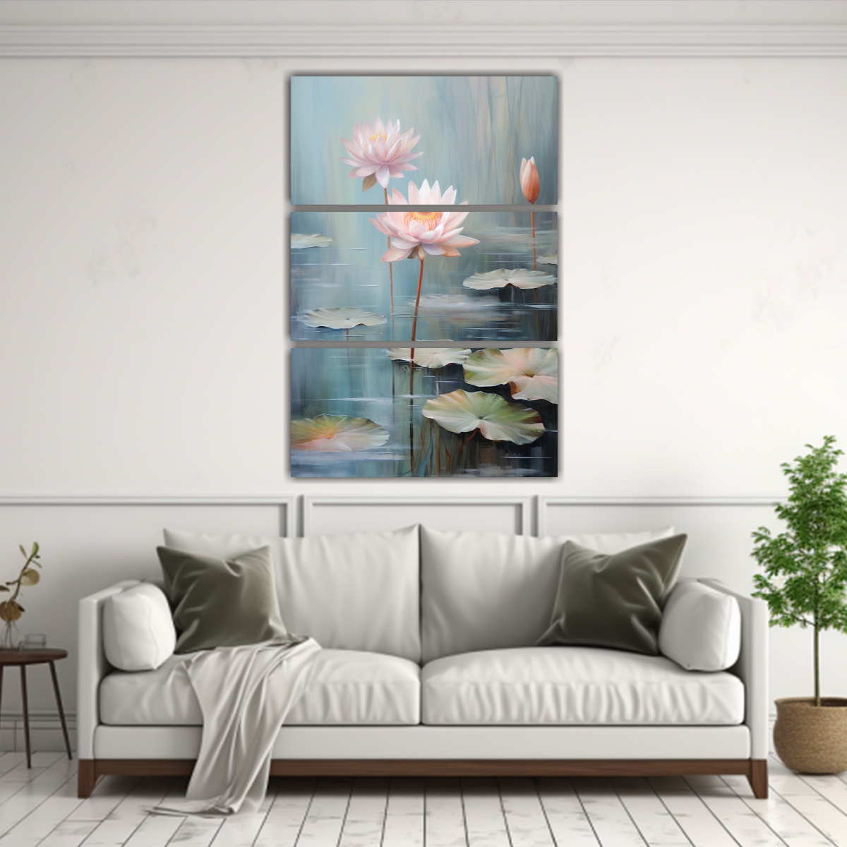 LIENZOS ABSTRACTO REFLEJO FLORES DE LOTO EN 60X90 CM - 2