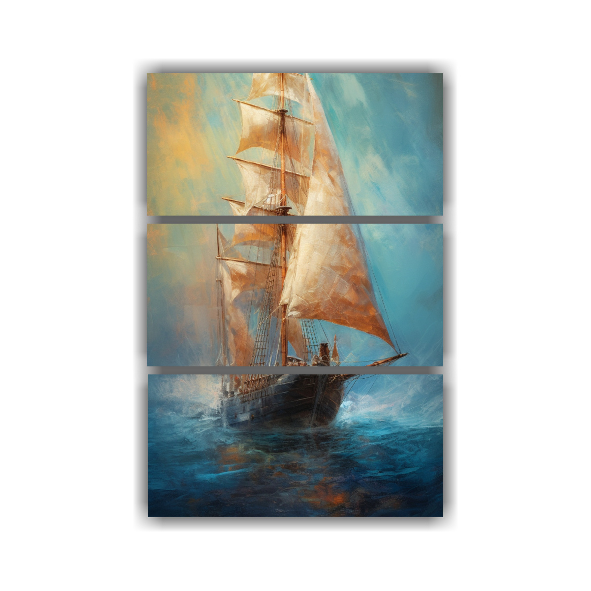 CONJUNTO DE 3 LIENZOS TEMA INTENSO BARCO VELERO 160X240 CM - 1