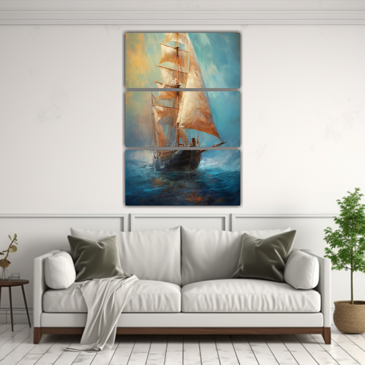 CONJUNTO DE 3 LIENZOS TEMA INTENSO BARCO VELERO 160X240 CM - 2