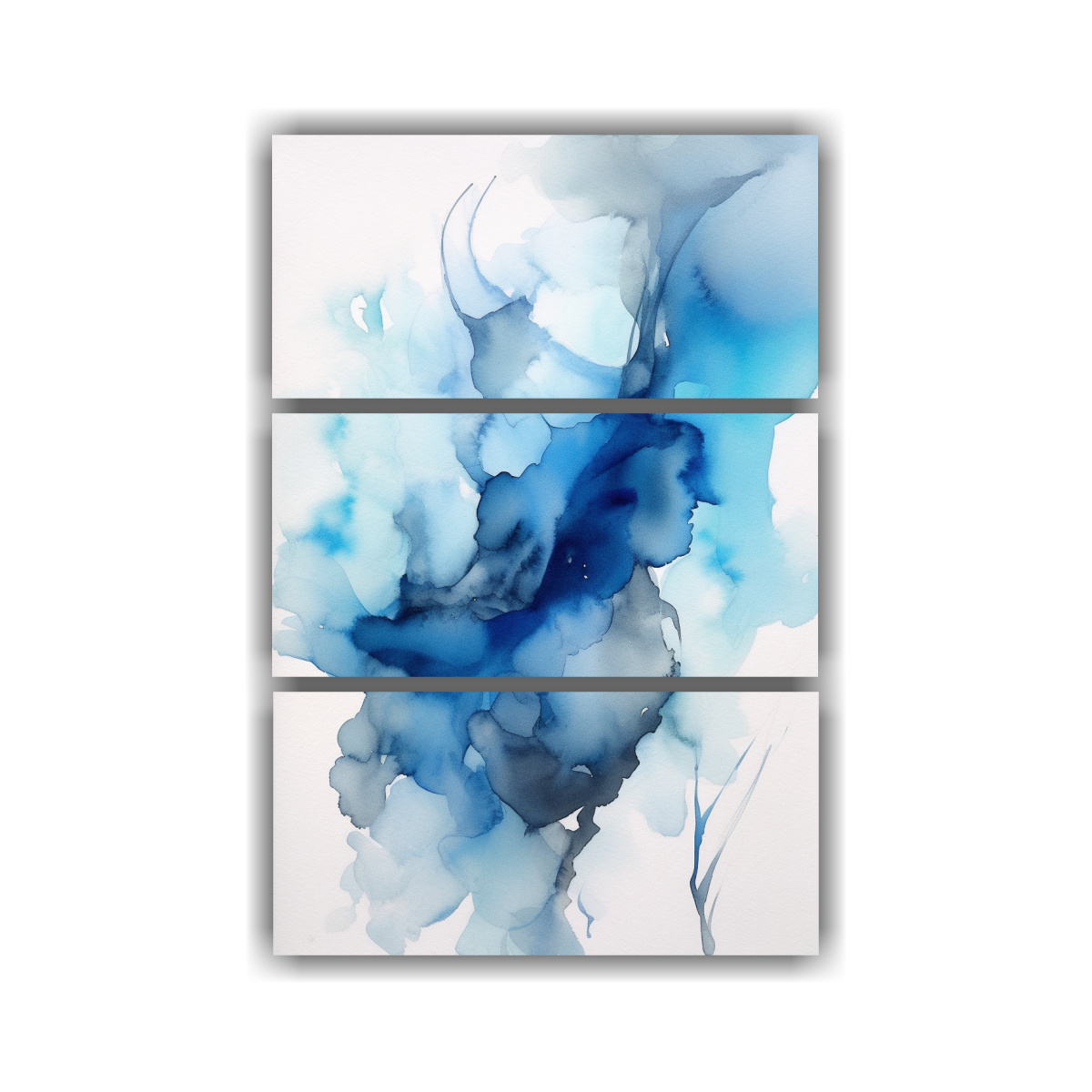 PINTURAS ABSTRACTAS AZULES EN ACUARELA DE ÉPOCA 160X240 CM - 1
