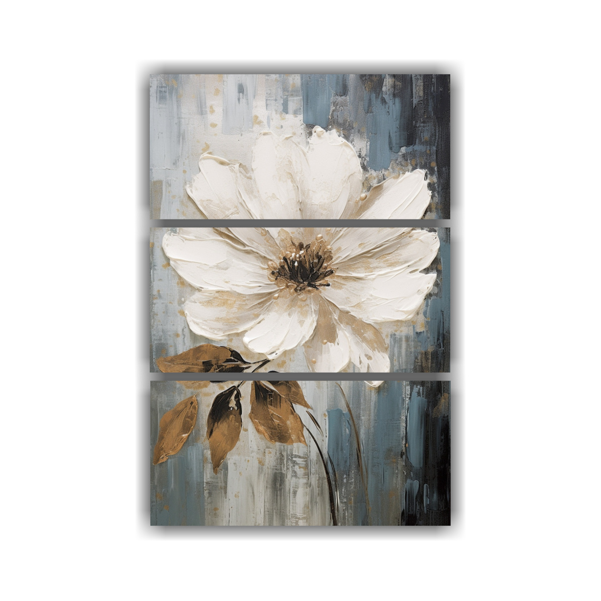 PINTURA DECORATIVA EN LIENZO DE FLOR BLANCA EN 70X105 CM - 1