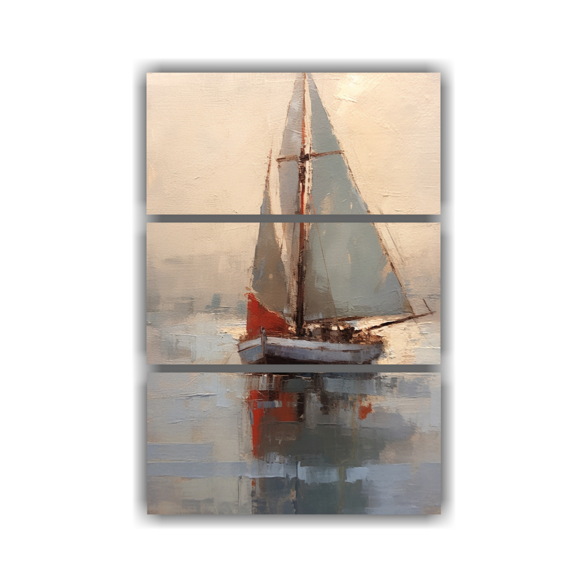 PINTURA ORIGINAL DE UN VELERO EN EL AGUA ABIERTA 40X60 CM - 1
