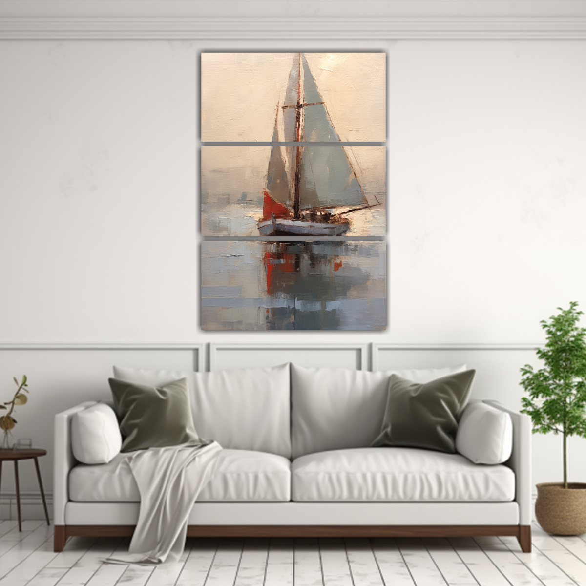 PINTURA ORIGINAL DE UN VELERO EN EL AGUA ABIERTA 40X60 CM - 2