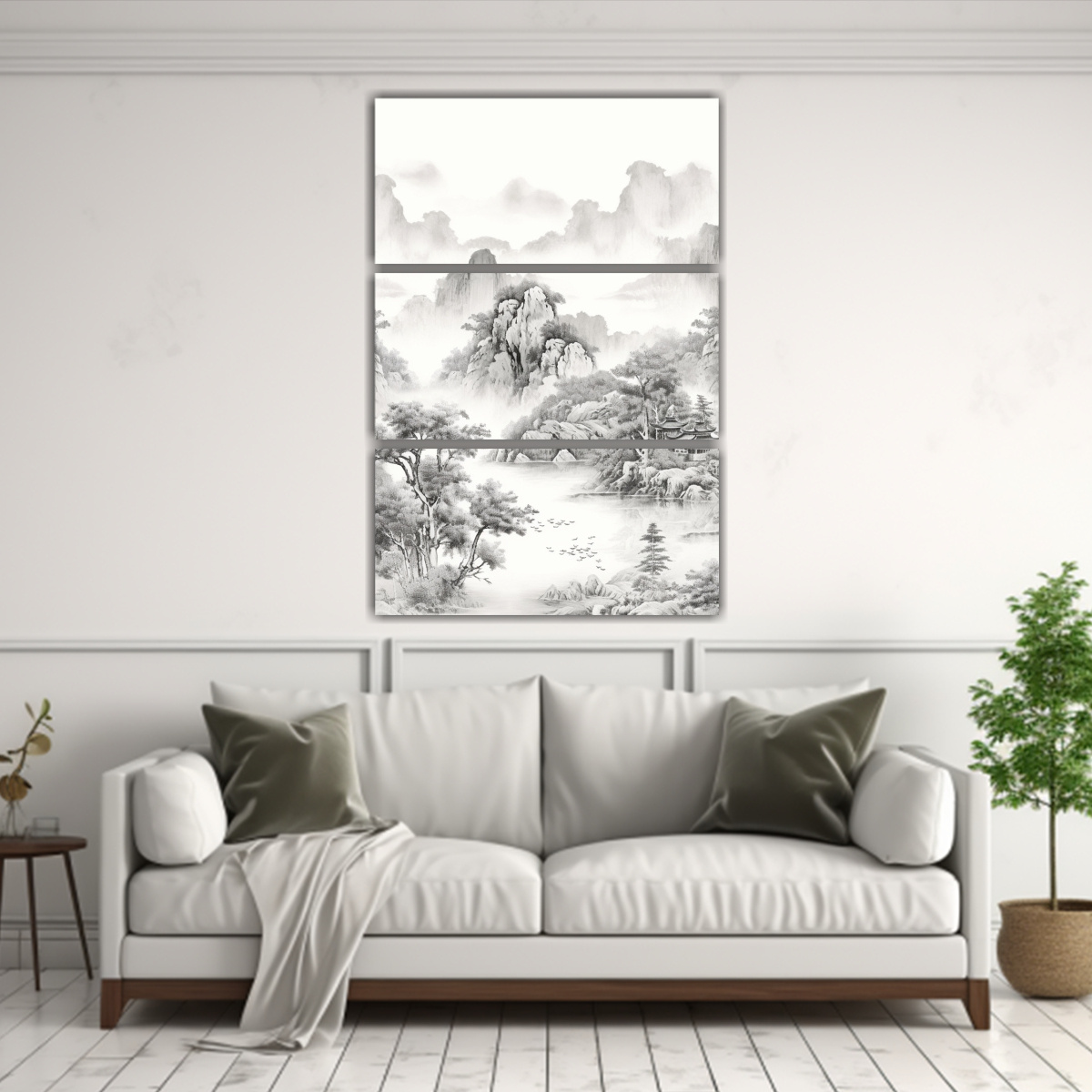 PINTURA TRÍPTICO MOVIMIENTO DORMITORIO ESTILO 80X120 CM - 2