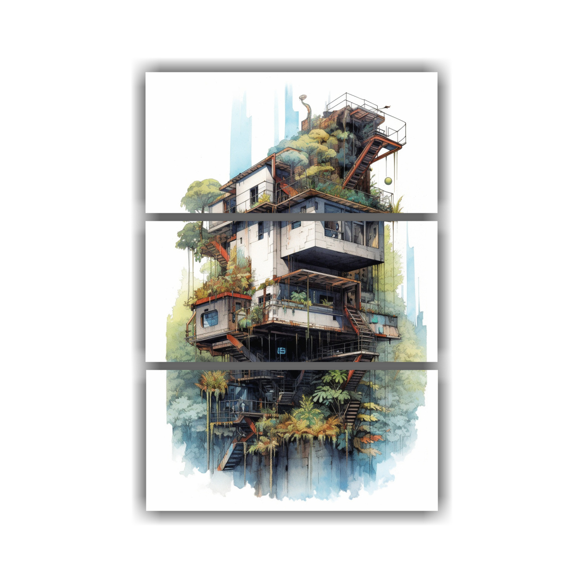 CUADRO 3D DE ÁRBOL BRUTALISTA EN TRES TONOS 100X150 CM - 1