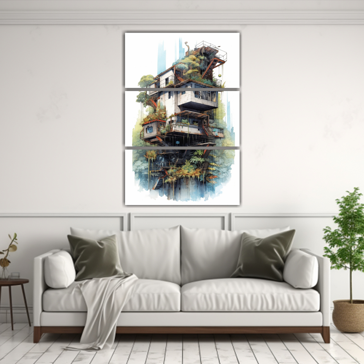 CUADRO 3D DE ÁRBOL BRUTALISTA EN TRES TONOS 100X150 CM - 2