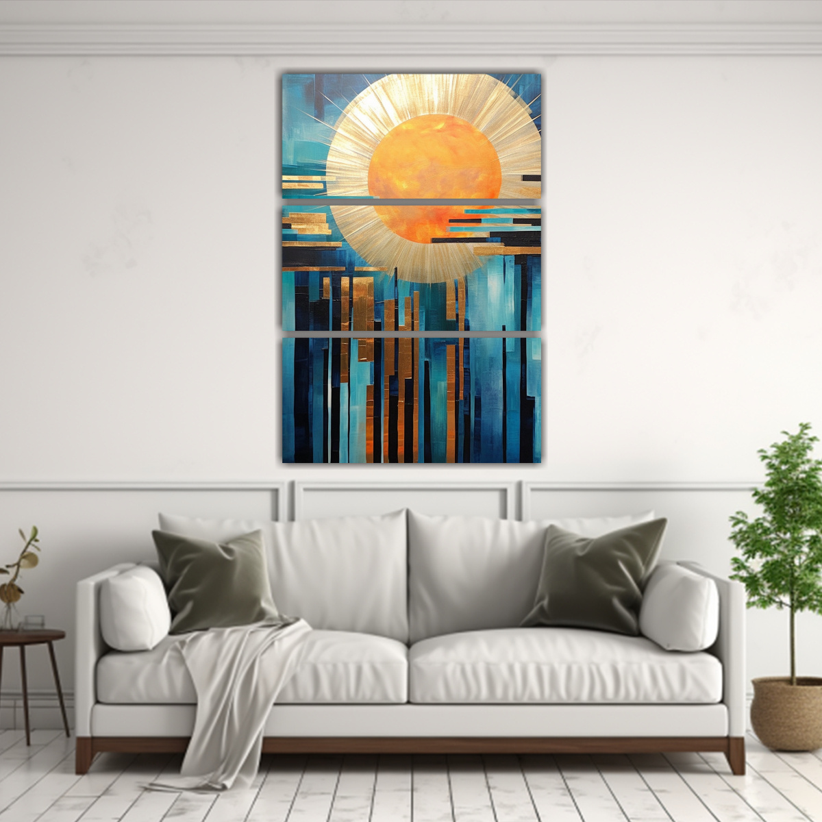 CONJUNTO 3 CUADROS MODERNO AMANECER ABSTRACTO 160X240 CM - 2