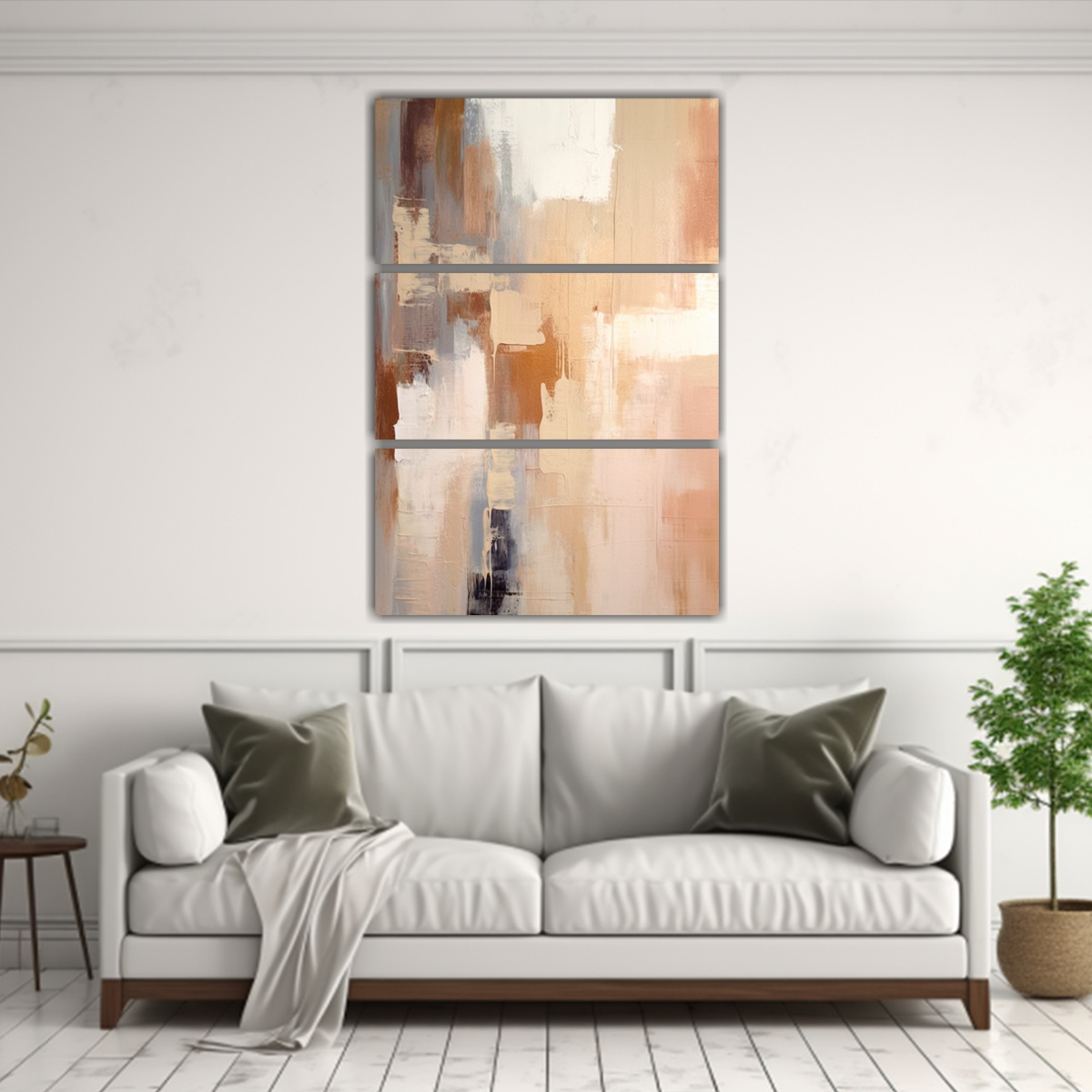 CUADROS MINIMALISTAS ABSTRACTOS CON TONOS BEIGE 40X60 CM - 2