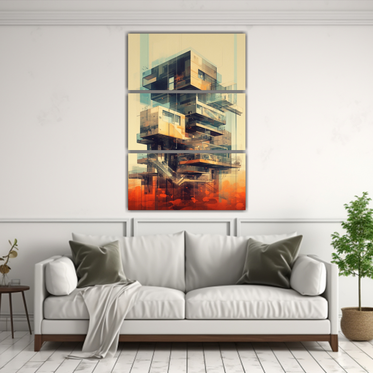SET 3 CUADRO CANVAS CALIDOS ALEGRE ARQUITECTURA 140X210 CM - 2