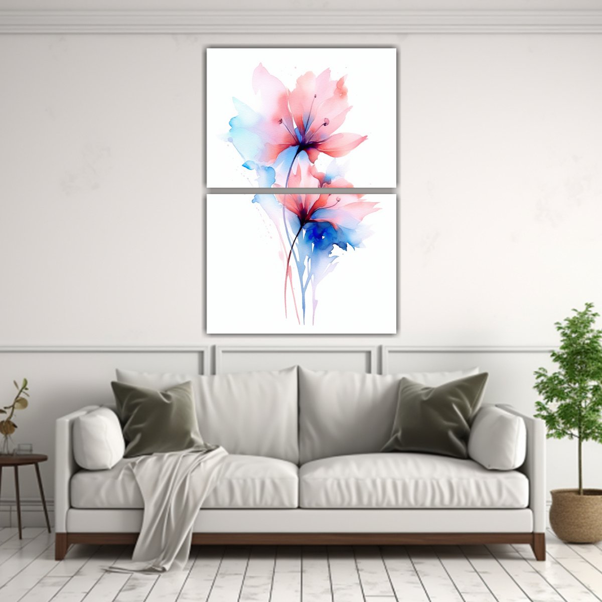 CUADROS MODERNOS LUMINOSA, FONDO ACUARELA FLORAL 40X60 CM - 2