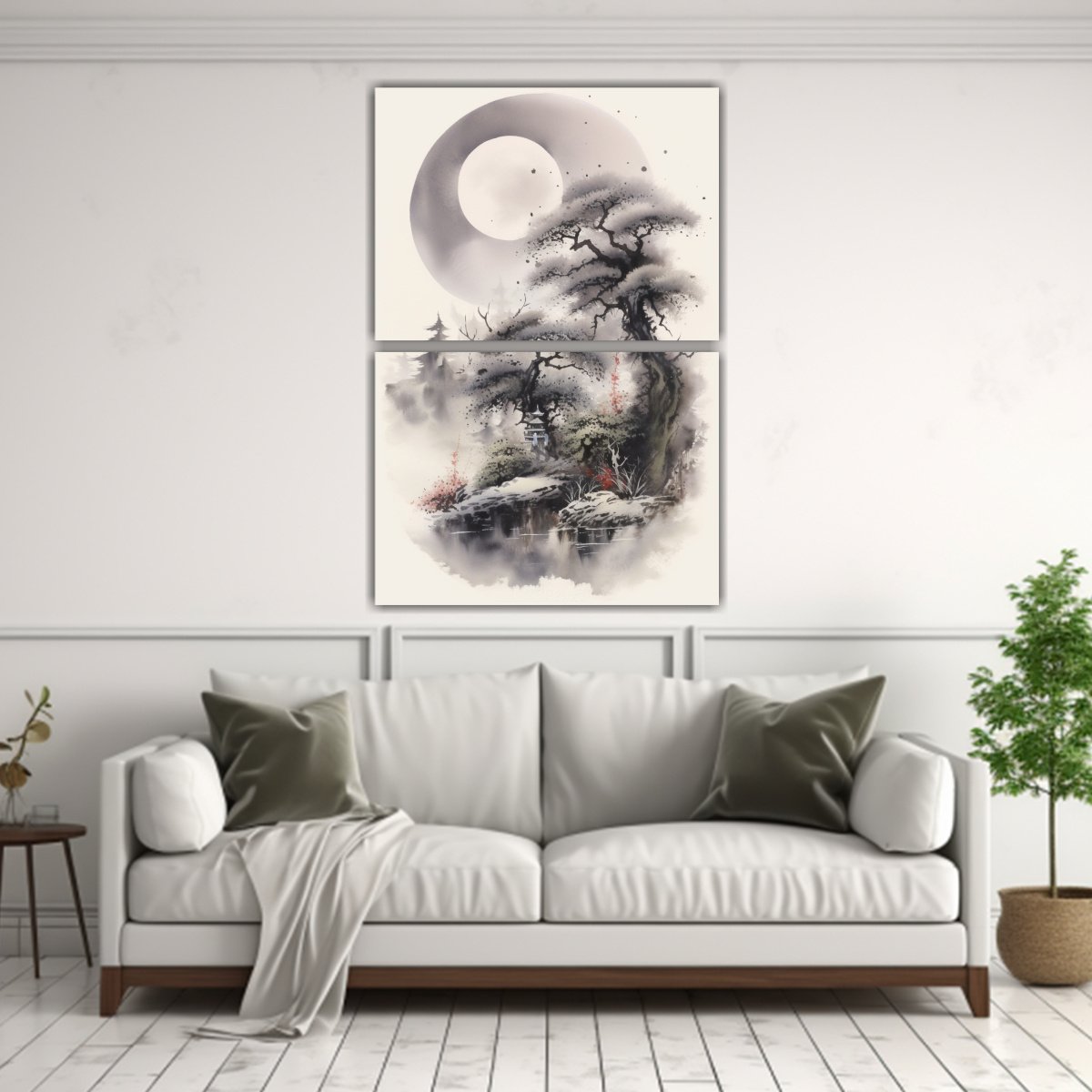 PINTURAS DECORATIVAS DE LUNA Y NOCHE EN TINTA Y 60X80 CM - 2