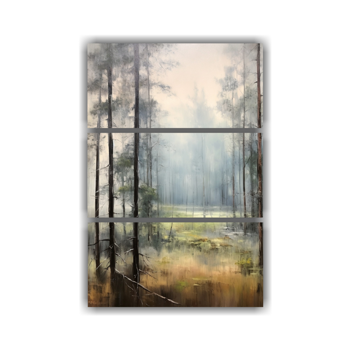 PINTURA AL ÓLEO DEL BOSQUE ANTIGUO CON ALTOS 70X105 CM - 1
