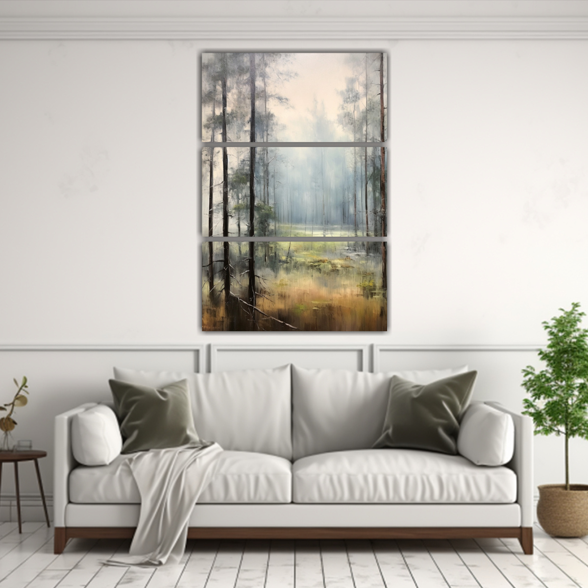 PINTURA AL ÓLEO DEL BOSQUE ANTIGUO CON ALTOS 70X105 CM - 2