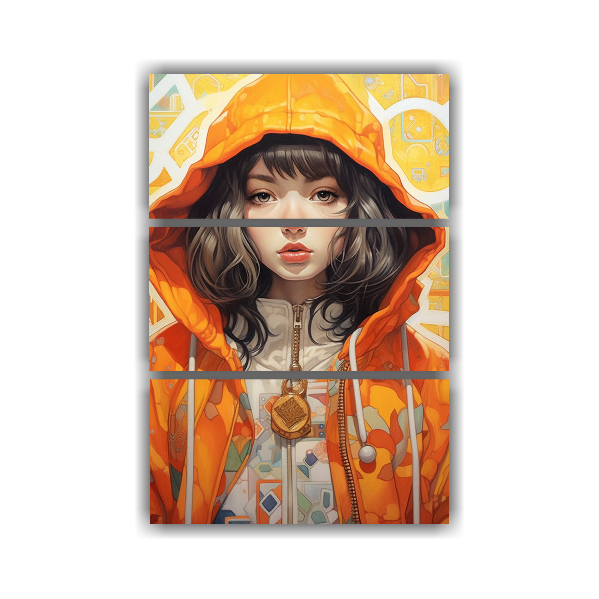 PINTURA ANIME DE MUJER EN ROPA ESTILO AÑOS 70 EN 100X150 CM - 1