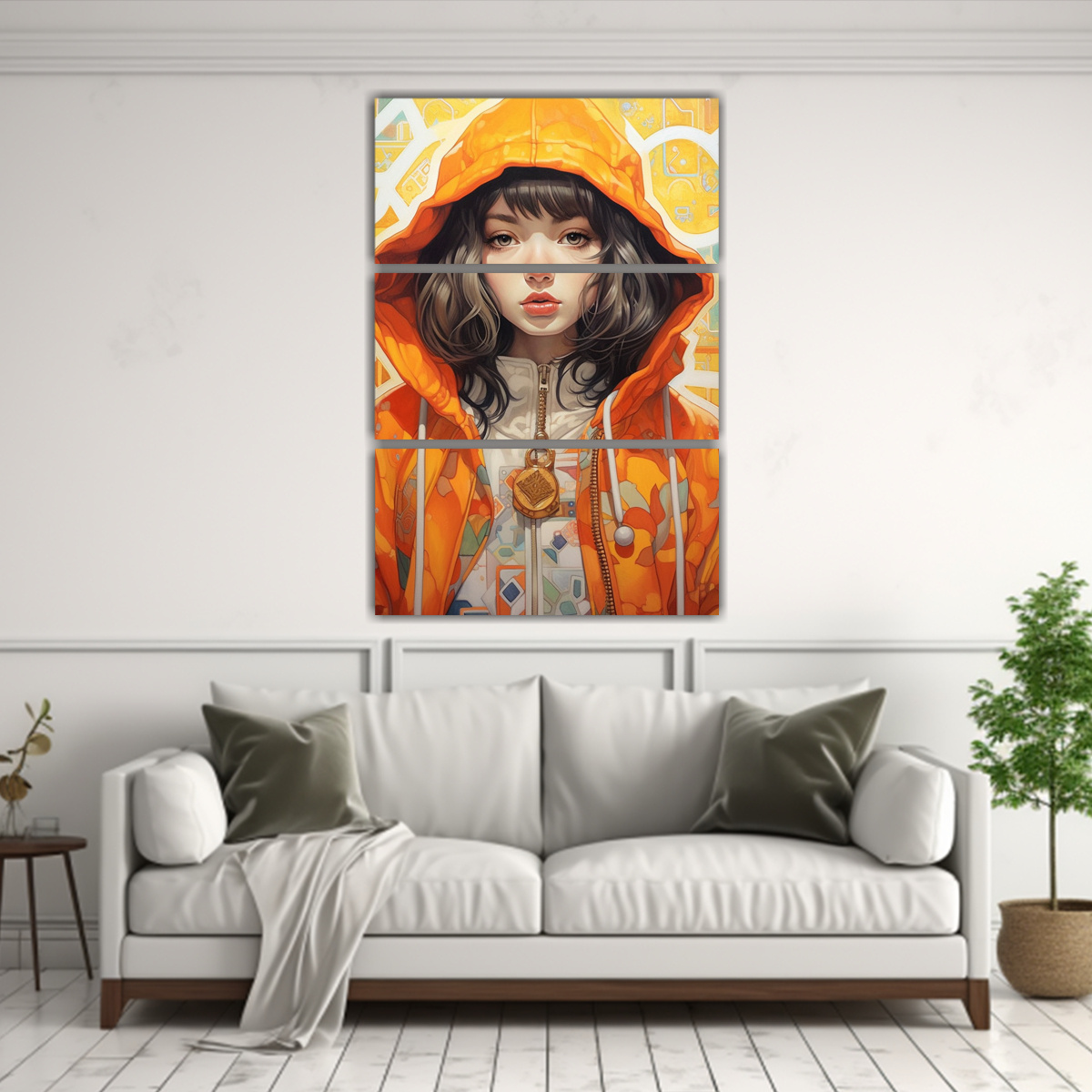 PINTURA ANIME DE MUJER EN ROPA ESTILO AÑOS 70 EN 100X150 CM - 2