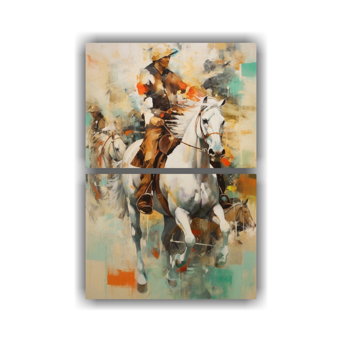 PINTURAS DECORATIVAS DE LA CARRERA DE CABALLOS EN 75X100 CM - 1