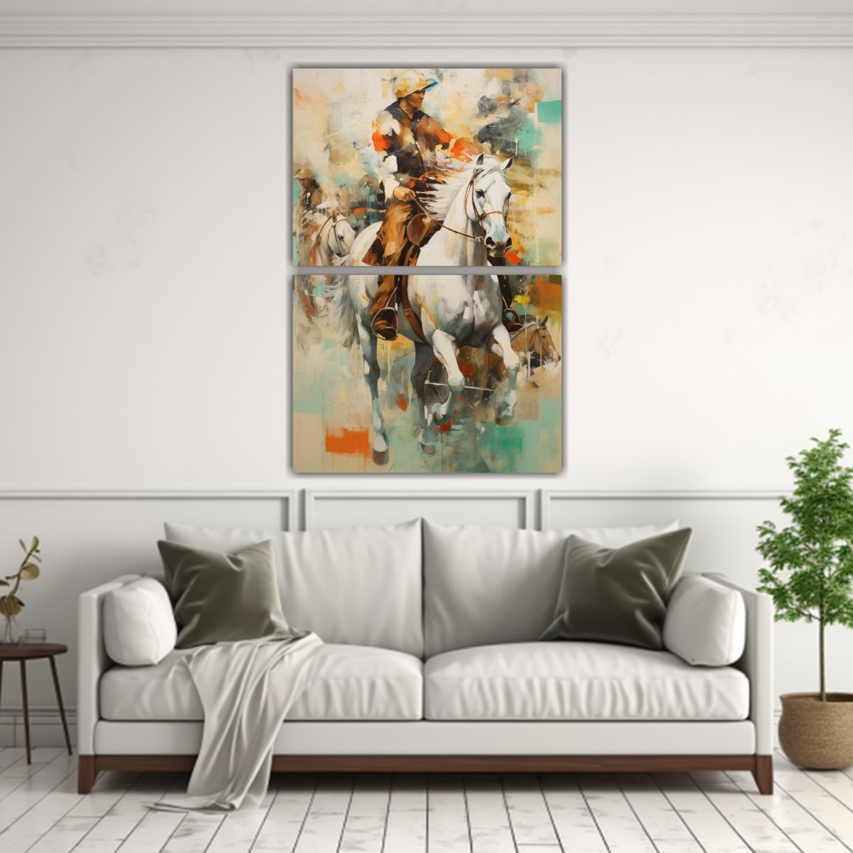 PINTURAS DECORATIVAS DE LA CARRERA DE CABALLOS EN 75X100 CM - 2