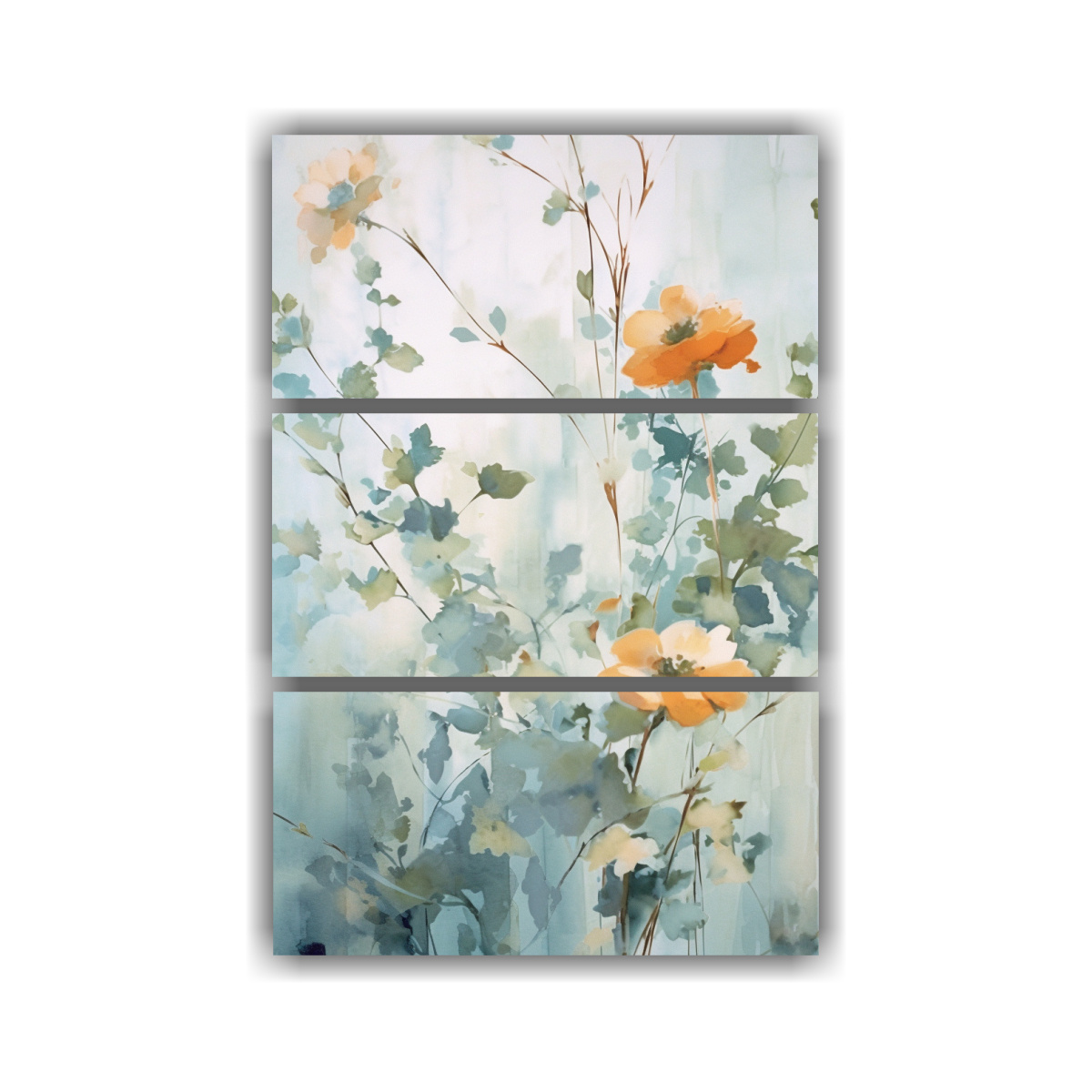PINTURA ACUARELA FLORES HOJAS RAMA: 60X90 CM - 1
