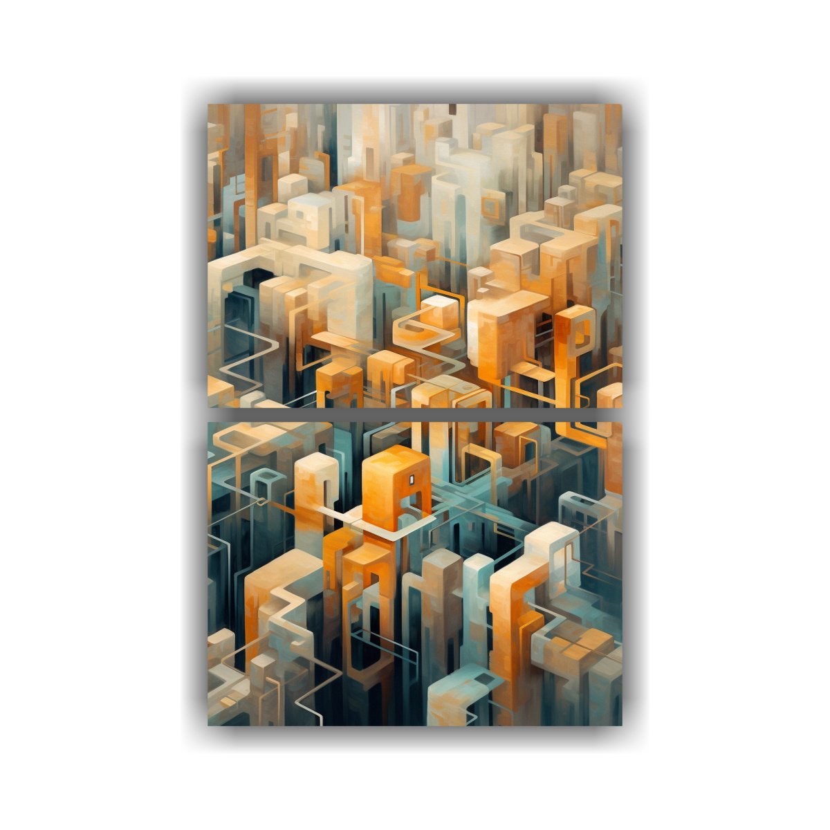 PINTURA ABSTRACTA DE EDIFICIOS EN DISEÑO DE 30X40 CM - 1