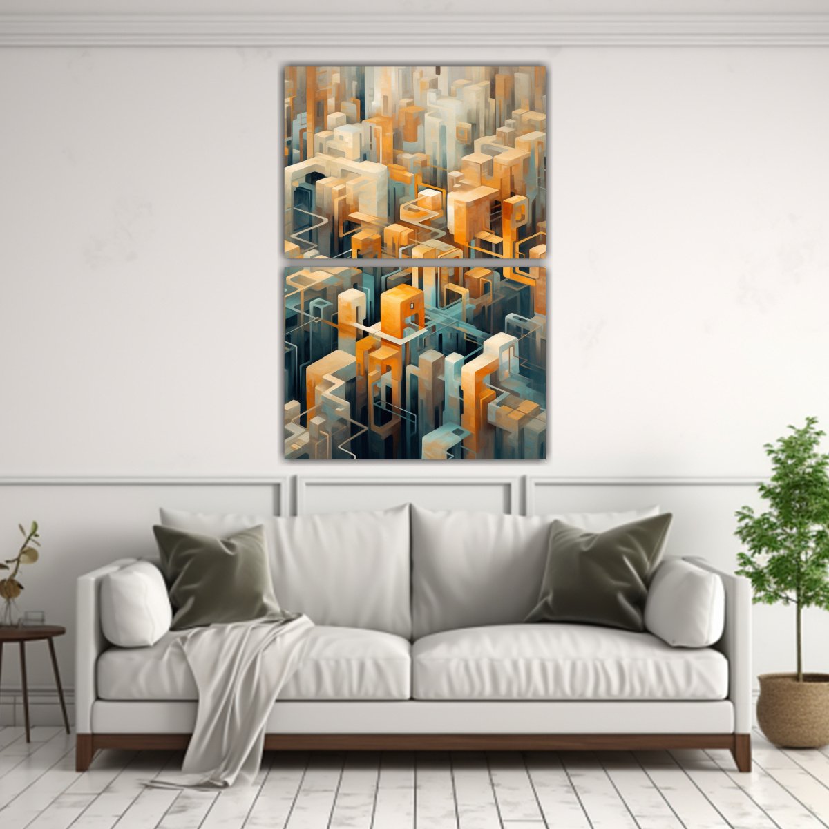 PINTURA ABSTRACTA DE EDIFICIOS EN DISEÑO DE 30X40 CM - 2