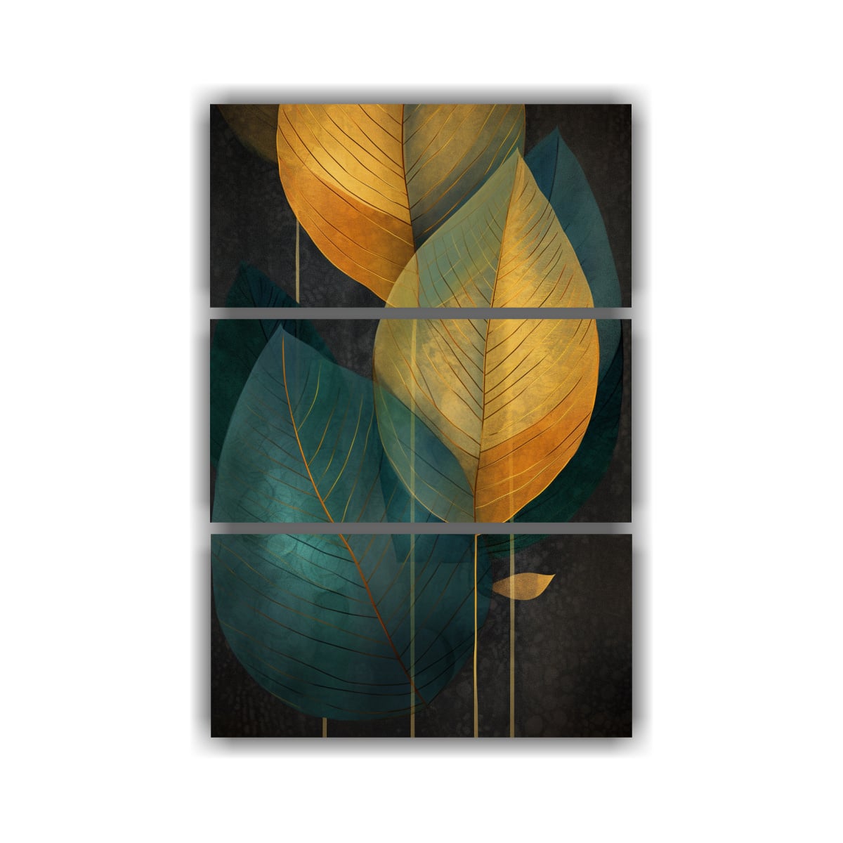 SET 3 CUADROS HOJAS ABSTRACTAS EN EL ESTILO DE DA 40X60 CM - 1