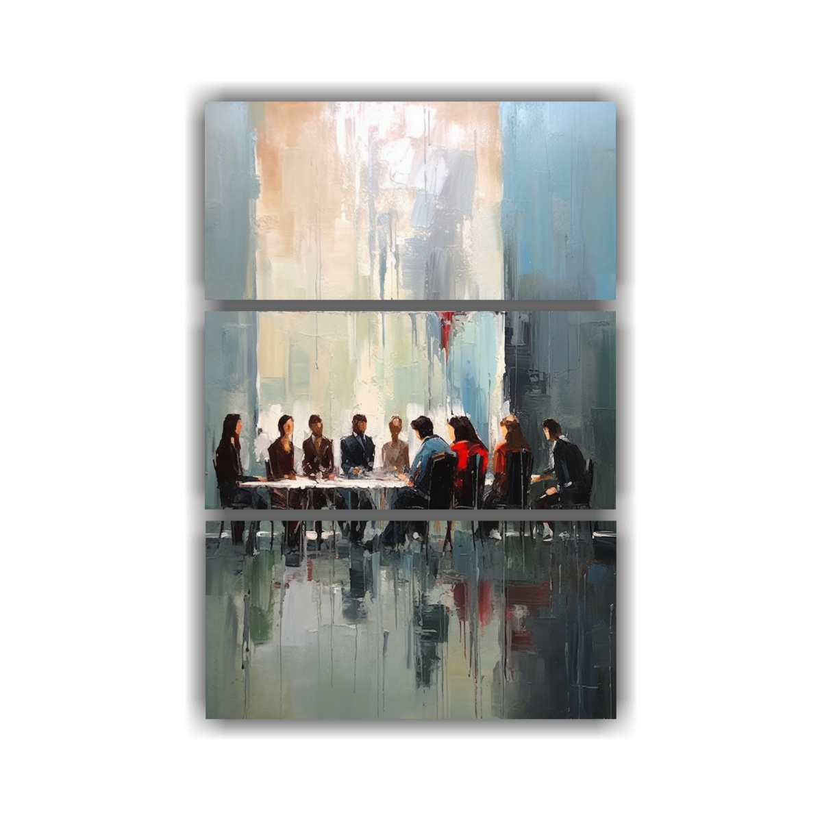 PINTURA CON ESPÁTULA PARA DECORAR REUNIÓN DE 60X90 CM - 1