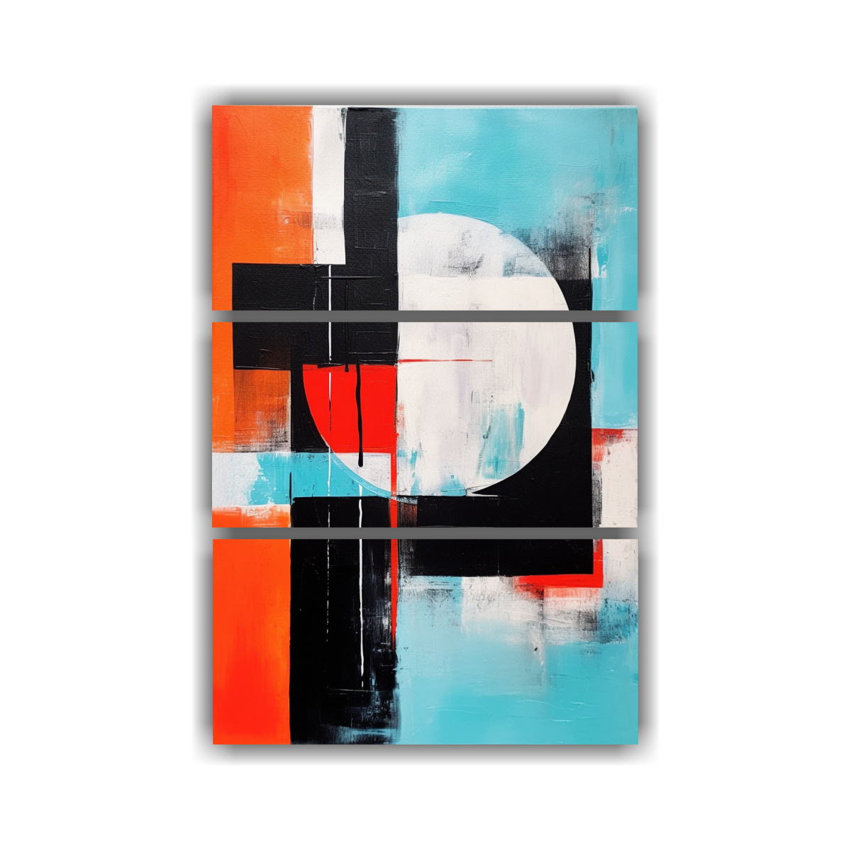PINTURA ABSTRACTA CON PIEZAS AZULES, ROJAS Y 80X120 CM - 1