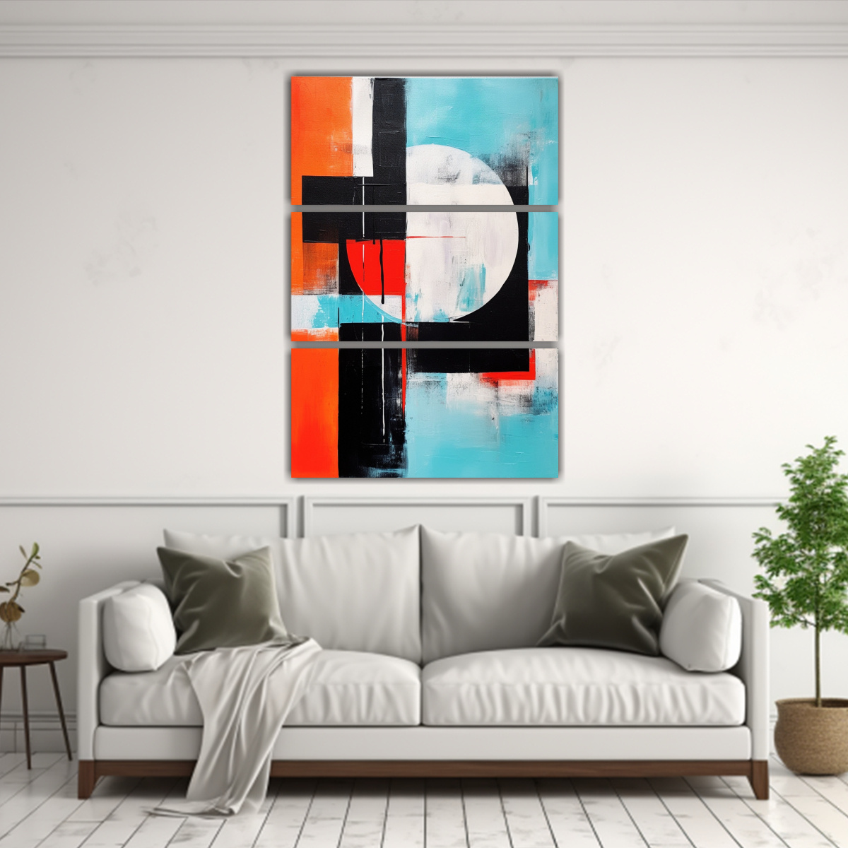 PINTURA ABSTRACTA CON PIEZAS AZULES, ROJAS Y 80X120 CM - 2