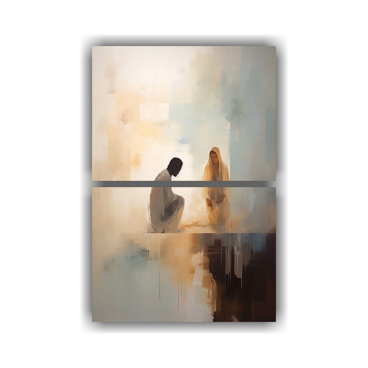 PINTURA ACRÍLICA ABSTRACTA EN CAPAS DE DIPTICO 40X60 CM - 1