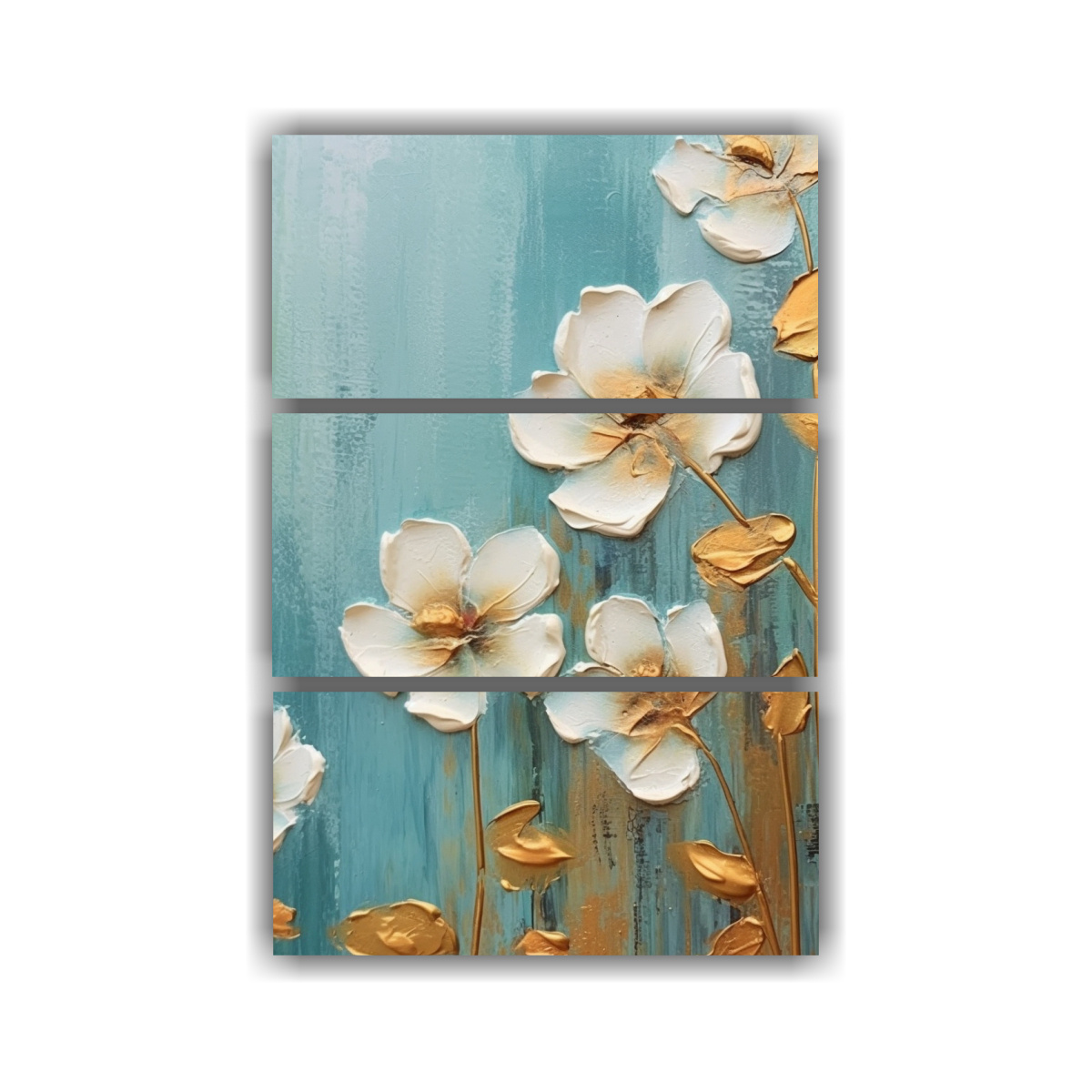 PINTURA DE FLORES Y HOJAS EN LIENZO PARA 100X150 CM - 1