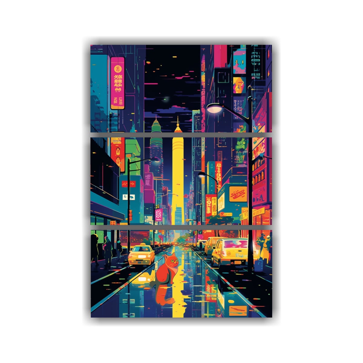 CUADRO MODERNO GATOS EN LA CALLE CULTURAR 60X90 CM - 1