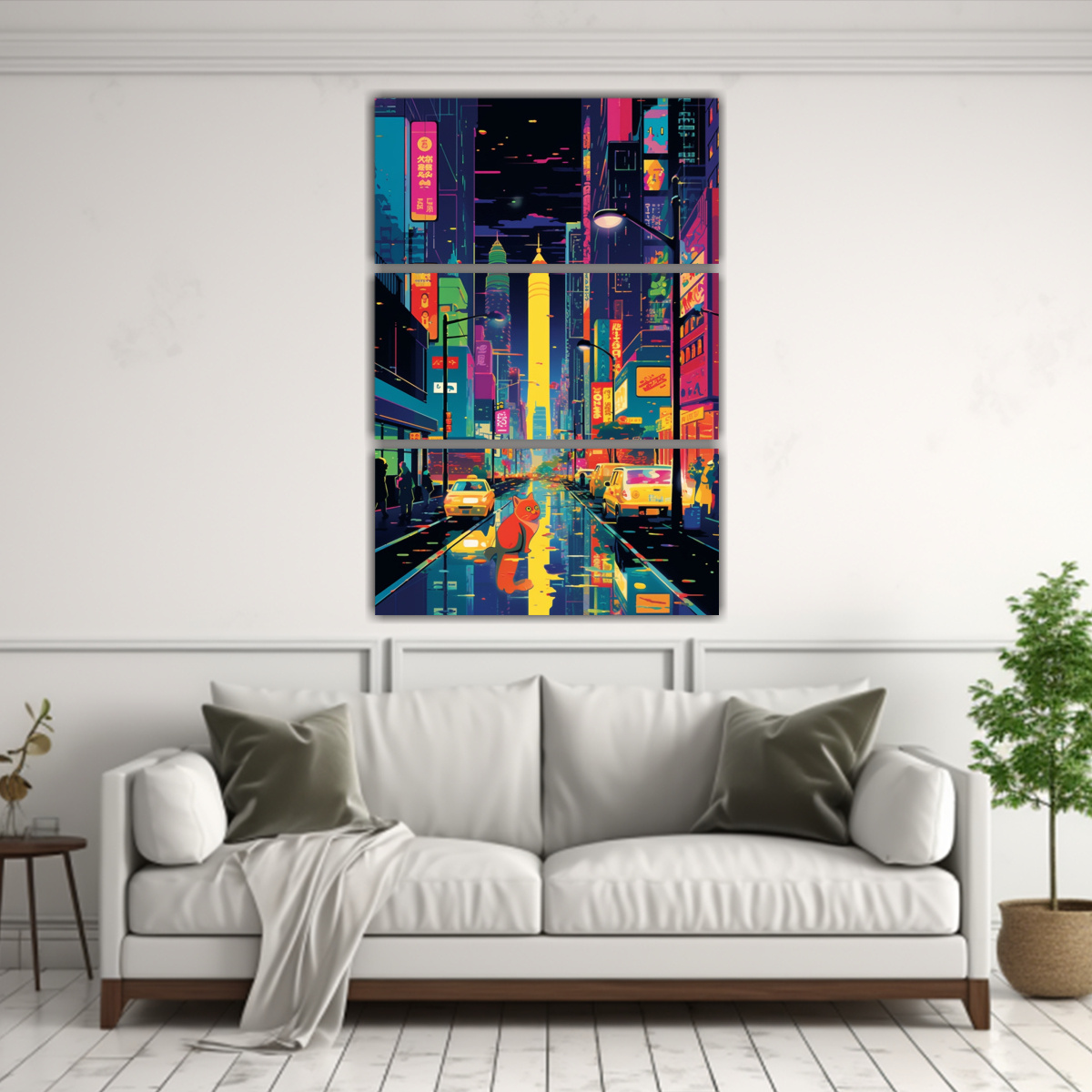 CUADRO MODERNO GATOS EN LA CALLE CULTURAR 60X90 CM - 2