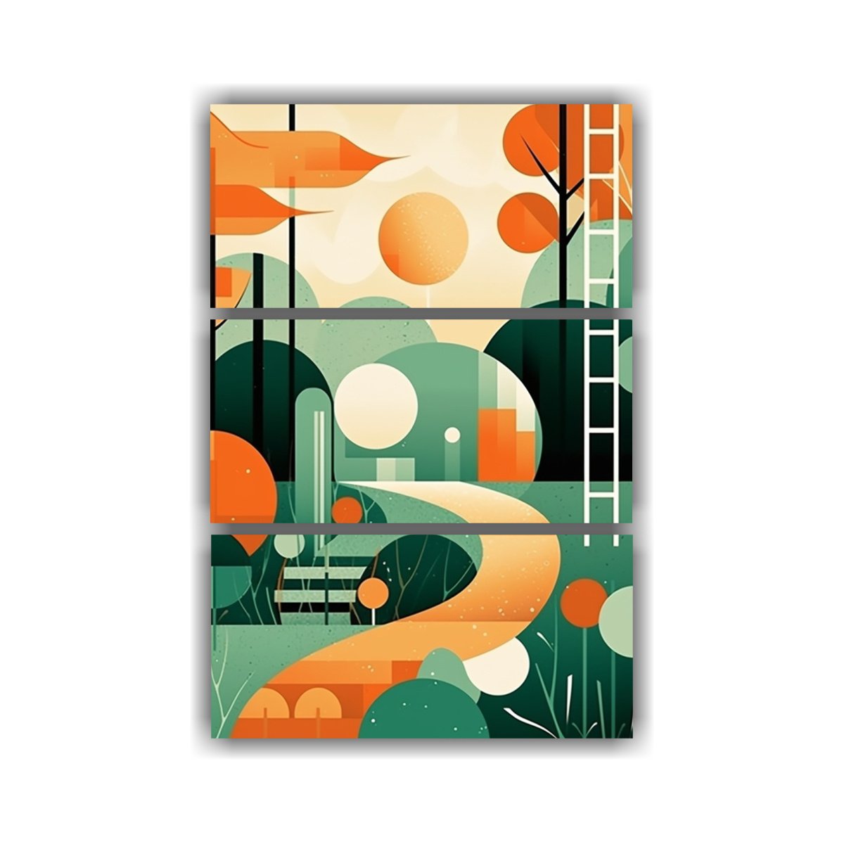 CUADRO LIENZO URBANO INTENSO PAISAJE GEOMÉTRICO 60X90 CM - 1