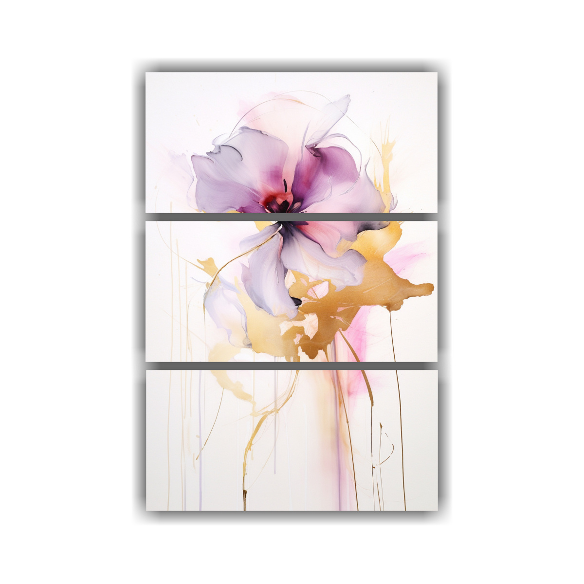 PINTURA DECORATIVA VINTAGE CON FLOR ROSA SOBRE 40X60 CM - 1