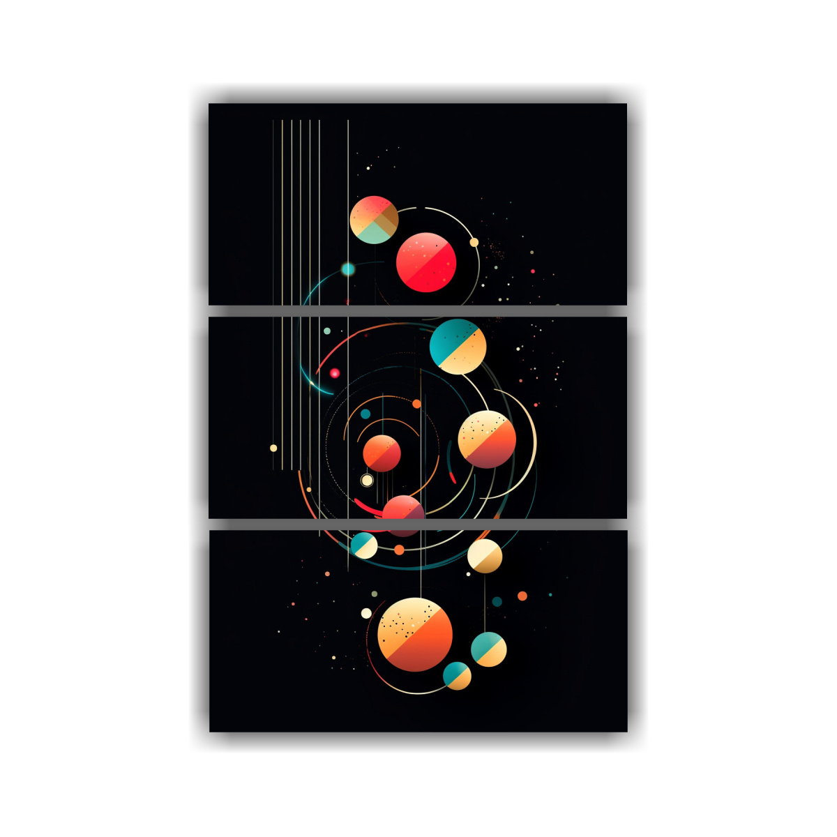 ARTE DE PARED ABSTRACTO PARA SALA SISTEMA SOLAR 50X75 CM - 1