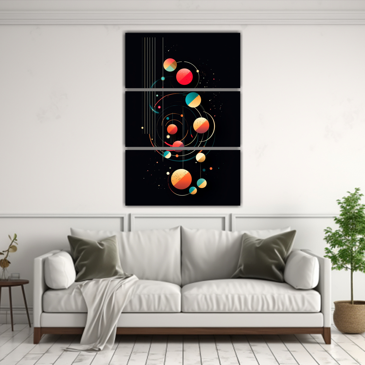 ARTE DE PARED ABSTRACTO PARA SALA SISTEMA SOLAR 50X75 CM - 2