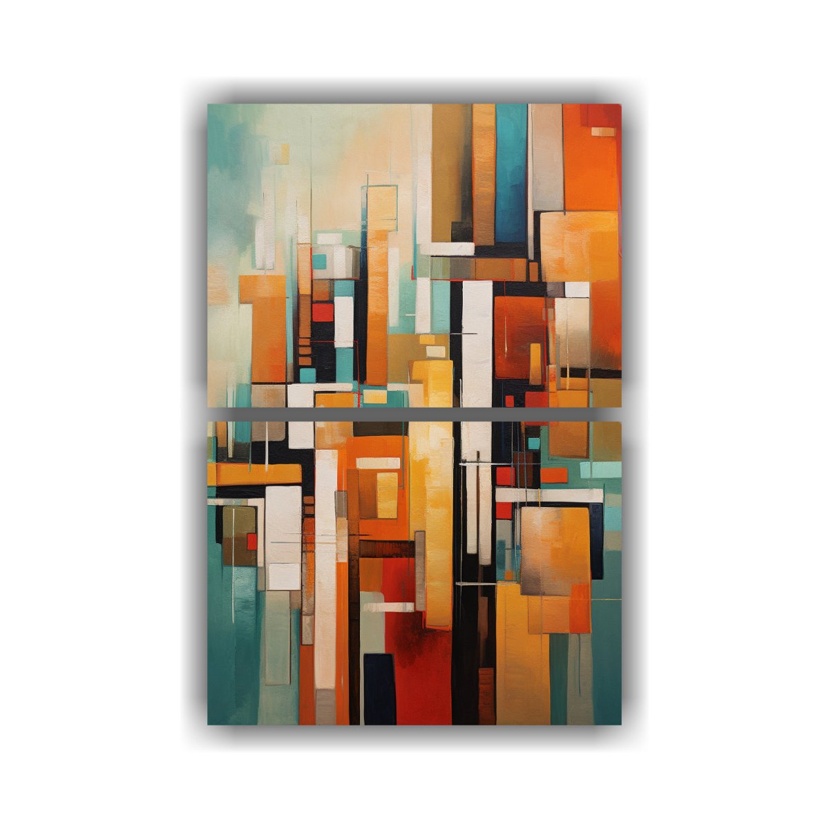 PINTURA DE PARED ABSTRACTA DIPTICO DE DISEÑO 45X60 CM - 1