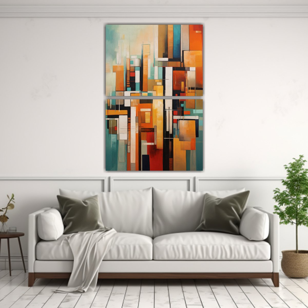 PINTURA DE PARED ABSTRACTA DIPTICO DE DISEÑO 45X60 CM - 2
