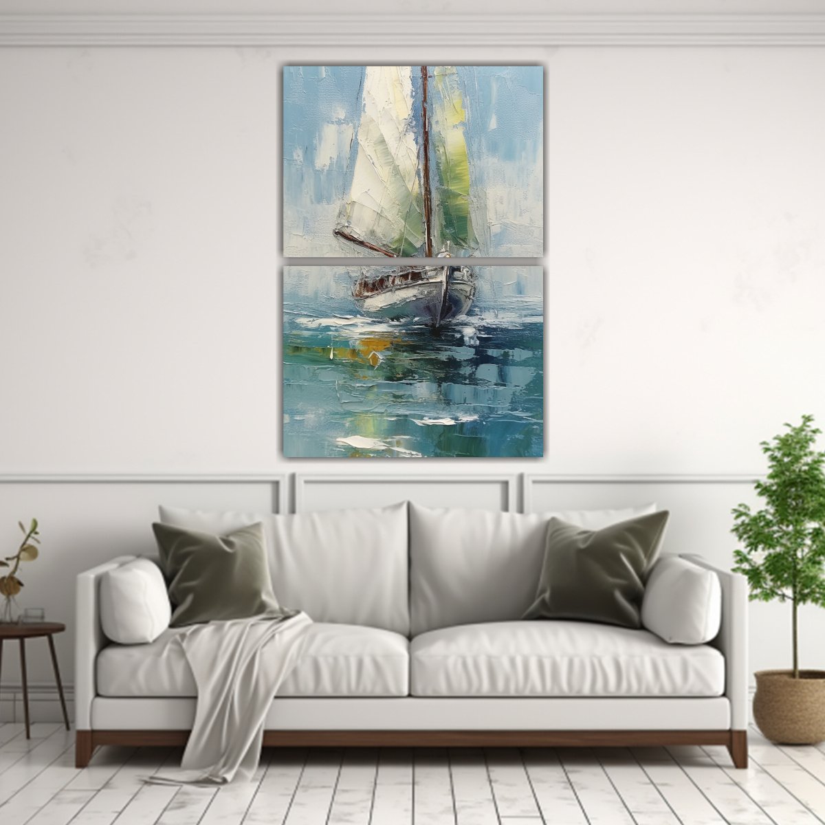 PINTURA EN TELA DE UNA VELA EN EL AGUA ESTILO PL 80X120 CM - 2