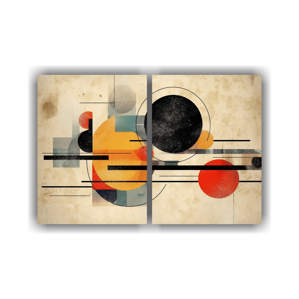 PINTURAS ABSTRACTAS EN ESTILO BAUHAUS CON GRANO 100X65 CM - 1