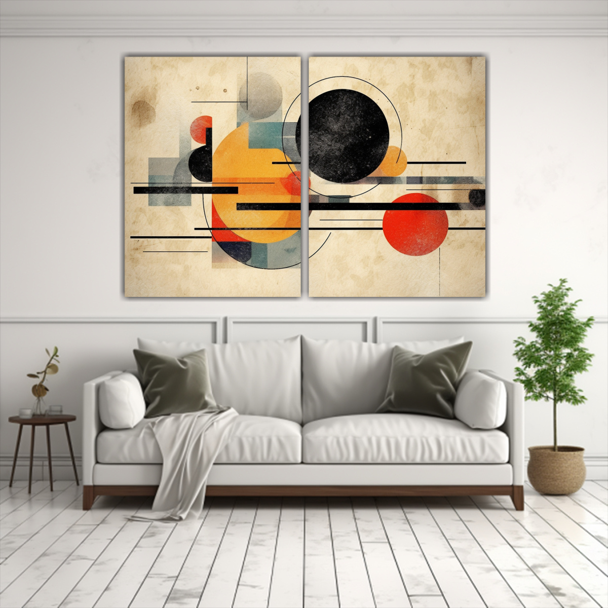 PINTURAS ABSTRACTAS EN ESTILO BAUHAUS CON GRANO 100X65 CM - 2