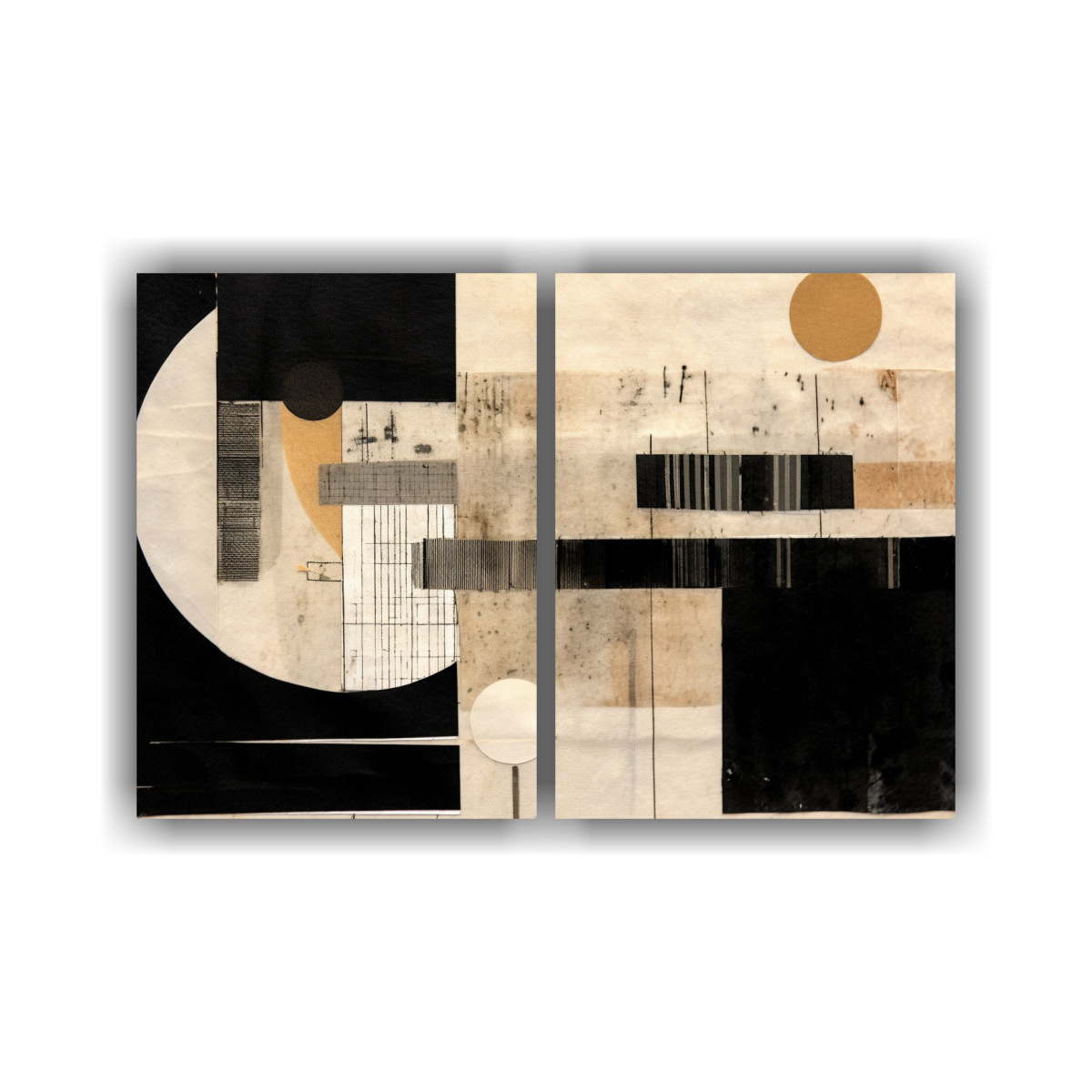 PINTURAS DECORATIVAS EN NEGRO, BLANCO Y BEIGE CON 80X60 CM - 1