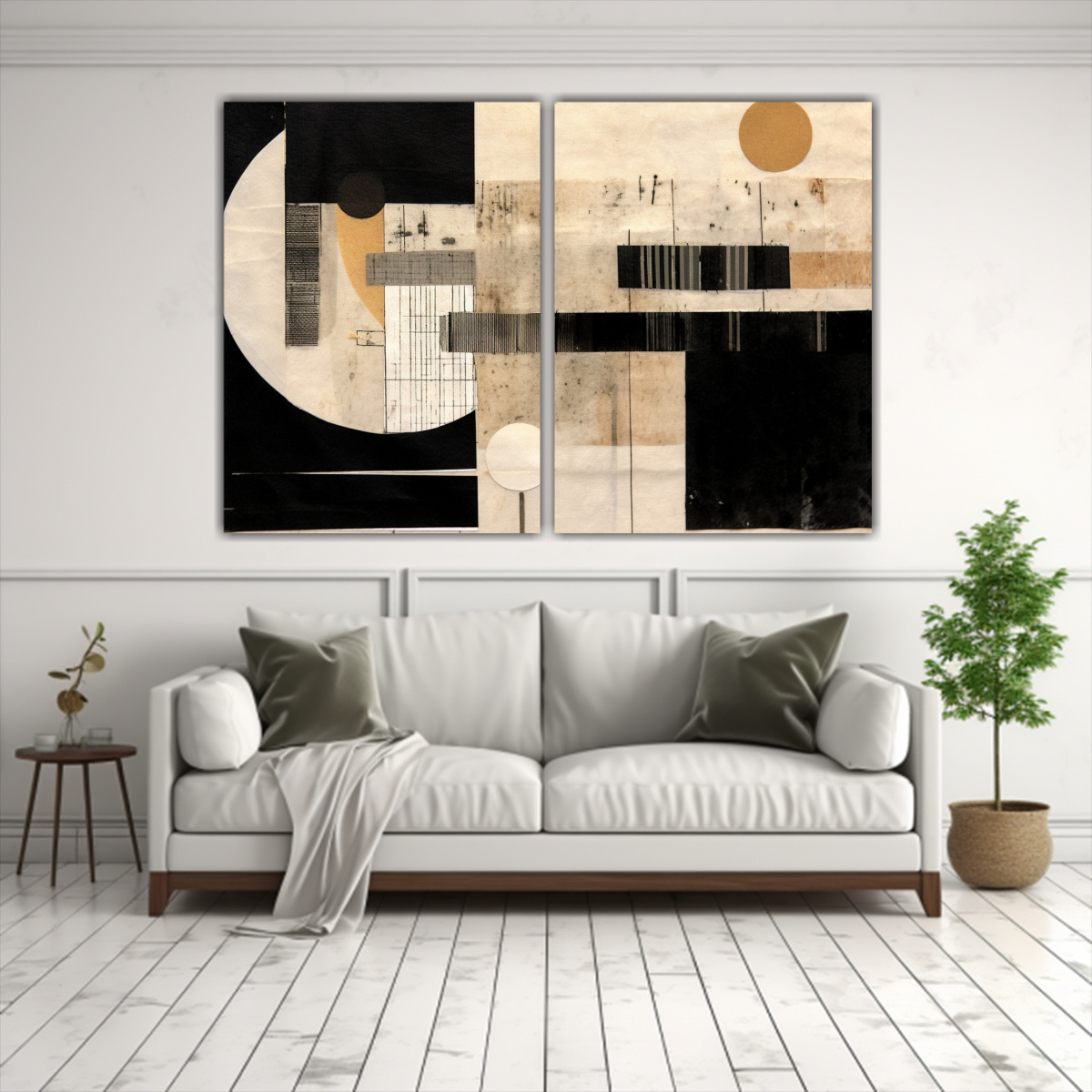 PINTURAS DECORATIVAS EN NEGRO, BLANCO Y BEIGE CON 80X60 CM - 2