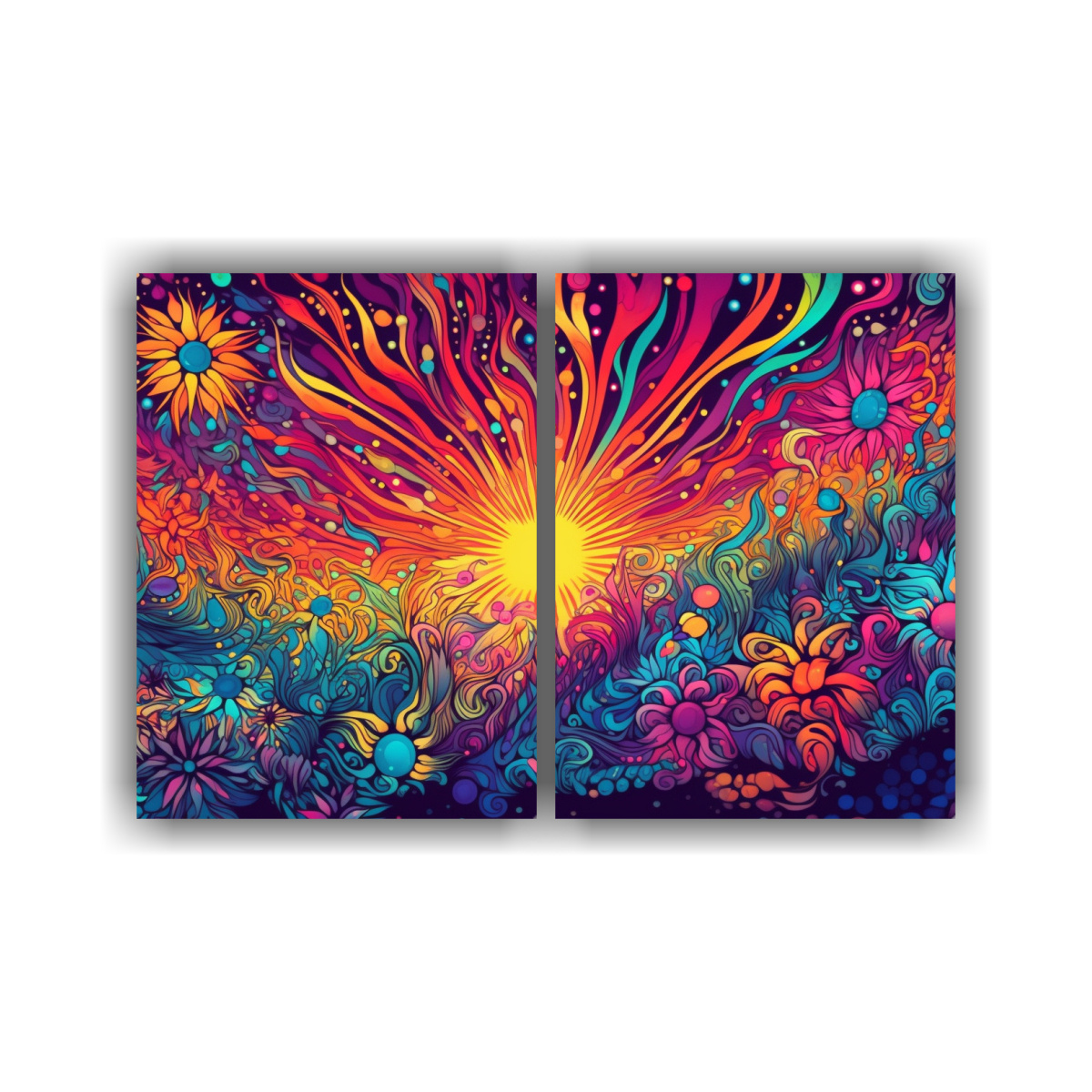 CUADROS DECORATIVOS PSICODÉLICOS DE DOS LIENZOS 80X50 CM - 1