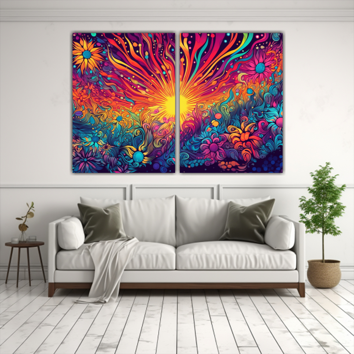 CUADROS DECORATIVOS PSICODÉLICOS DE DOS LIENZOS 80X50 CM - 2