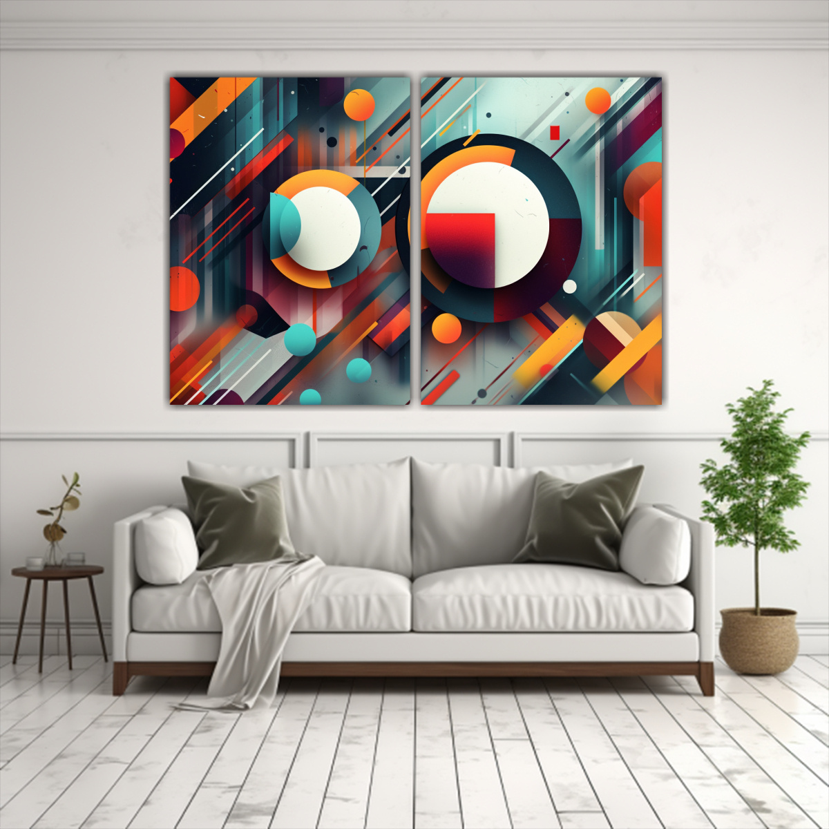 PINTURA ABSTRACTA VIBRANTE CON FORMAS 40X30 CM - 2