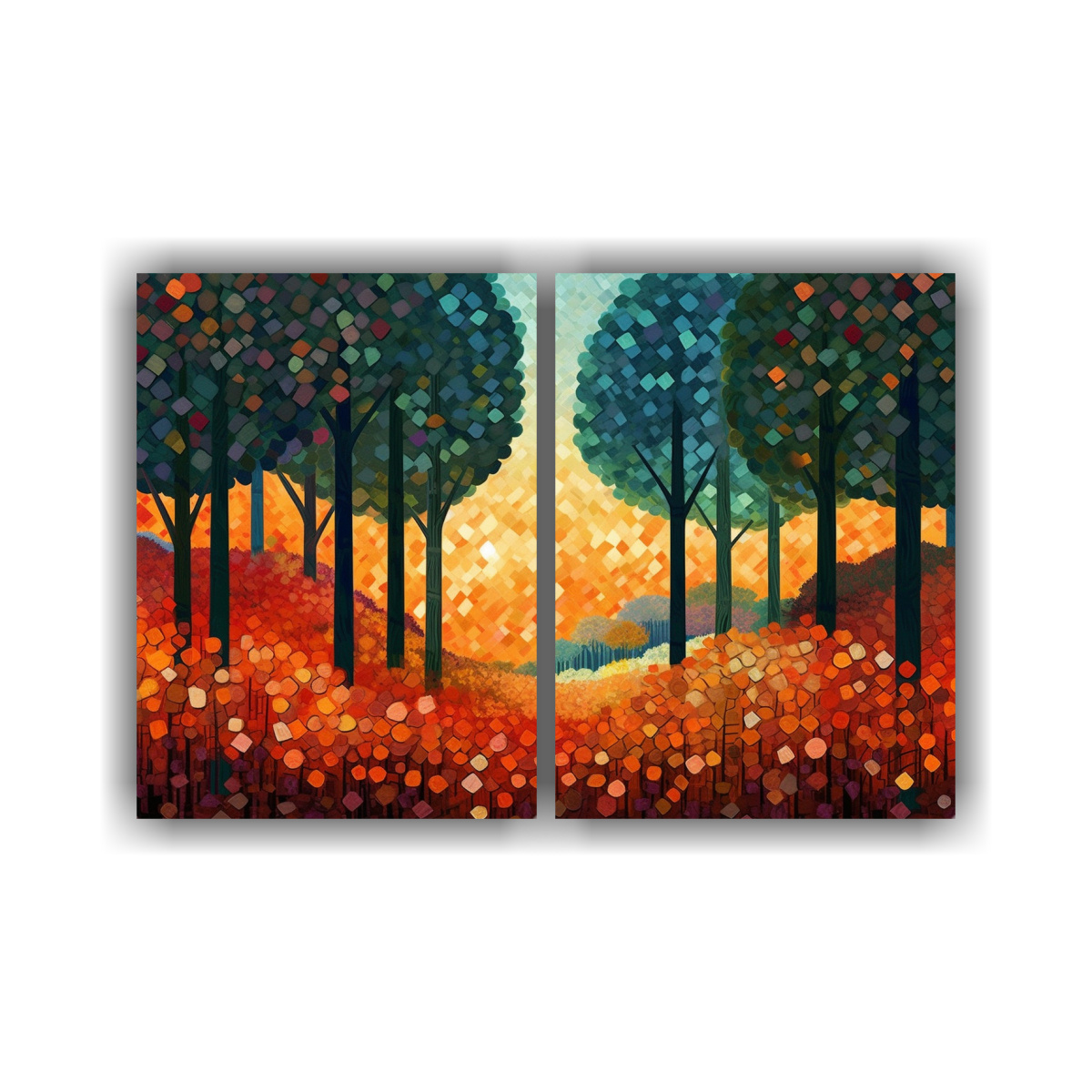 PINTURA MODERNA DE ÁRBOLES DE OTOÑO EN EL 40X30 CM - 1