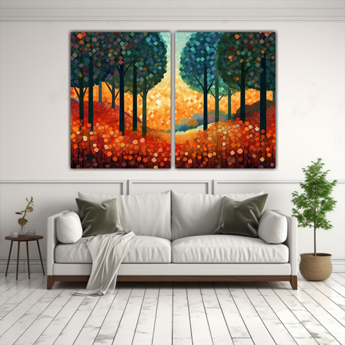 PINTURA MODERNA DE ÁRBOLES DE OTOÑO EN EL 40X30 CM - 2